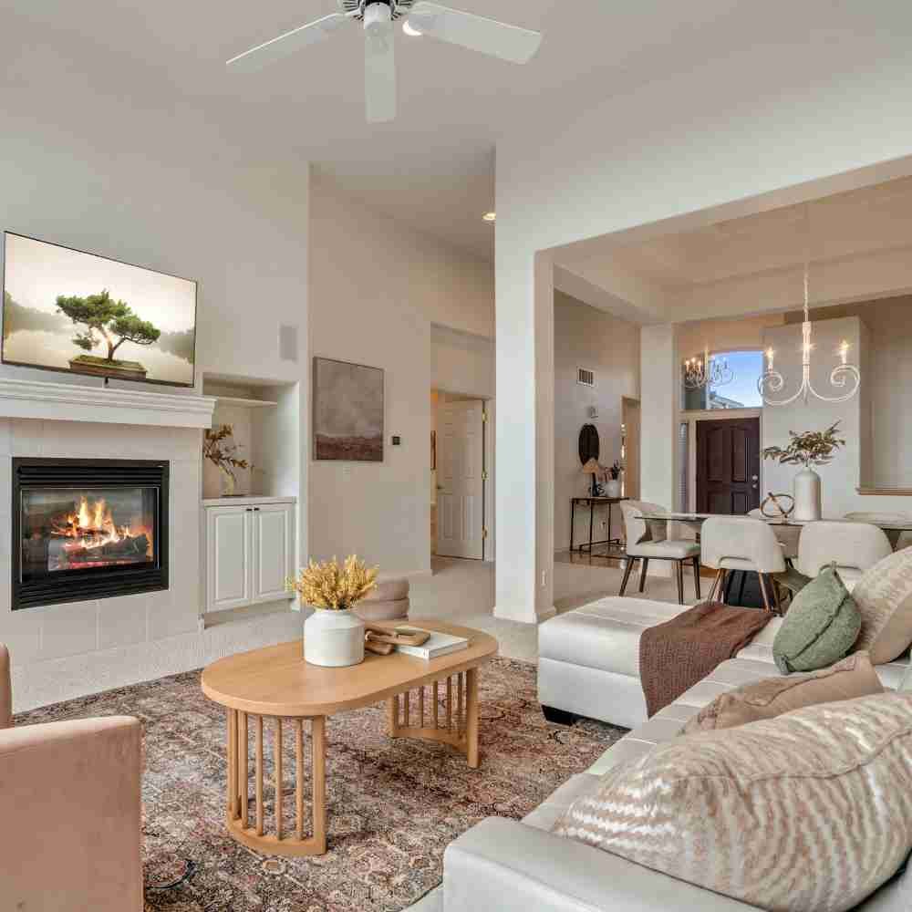Illustrative modern living room representing full house refurbishment services
